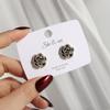 Retro Temperament Flower Black French Women Fashion Jewelry Camellia Earrings Stud Earrings Zinc Zinc Alloy