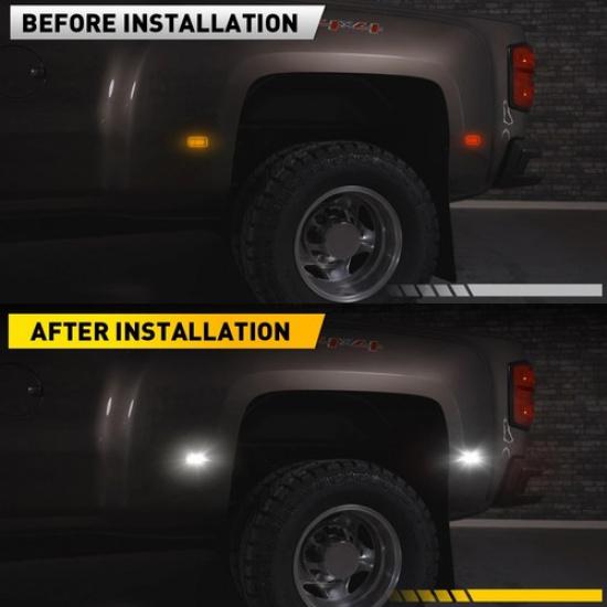 4Pcs LED Side Fender White Light Fit 2015- Chevy Silverado 3500HD Dually Bed