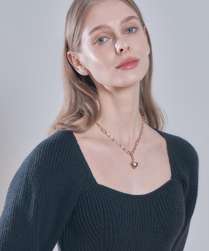 Ellejewelry Voluminous Heart Necklace Elbrnn195