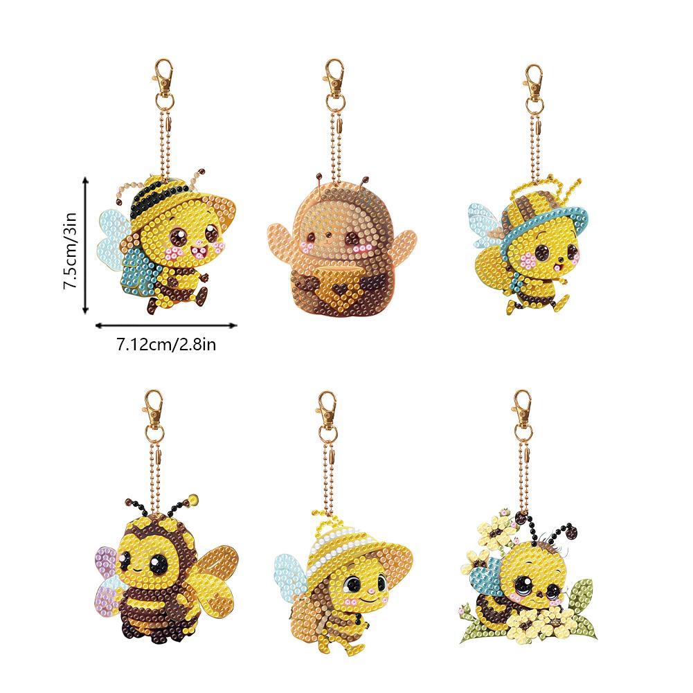 8/6PCS Diamond Painting Keyring Double Sided Rhinestone Painting Keychain Pendant Mandala for Adult Kid Handbag Pendant Decor