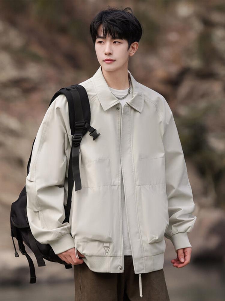 Men's Spring/Autumn Trendy Loose Turn-Down Collar Jacket - Teen Casual Coat with Free Shipping