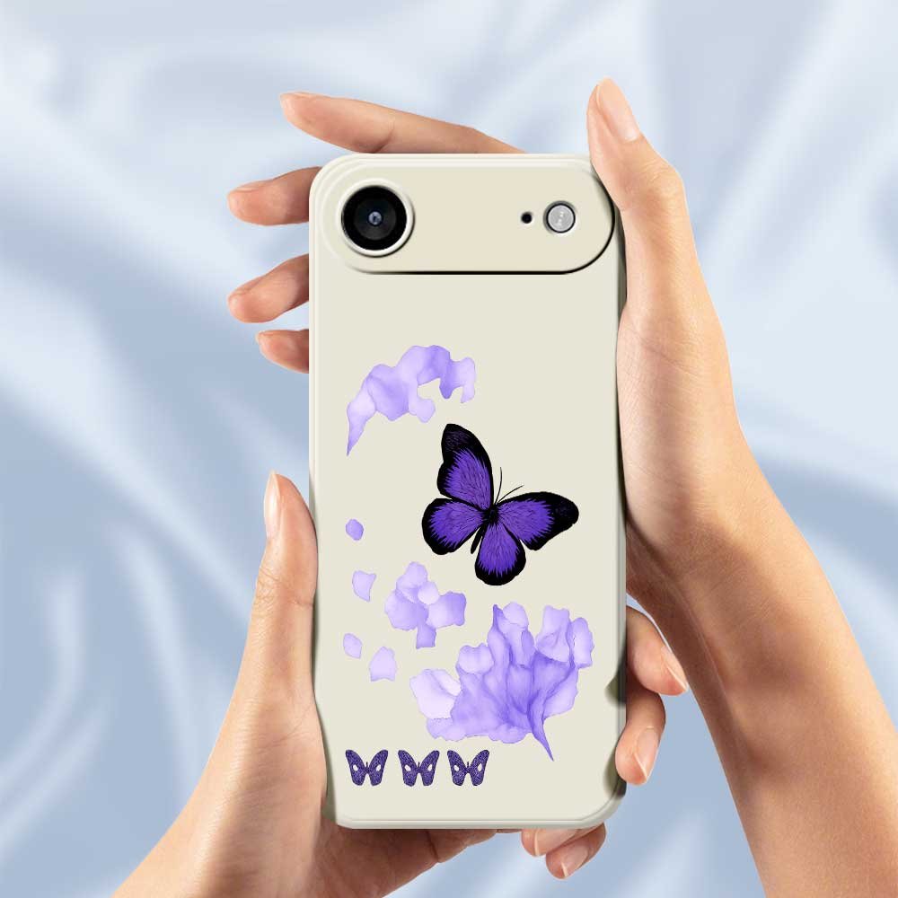 For iPhone 17 Air Case Purple Butterfly Pattern Printing Straight Edge TPU Phone Back Cover