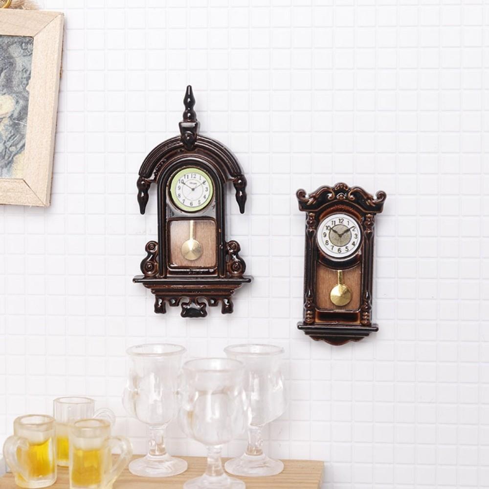 1/12th Scale Doll House Wall Clock Classic Simulation Wall Clock Model Micro Scene Retro Dollhouse Miniatures Living Room Decor