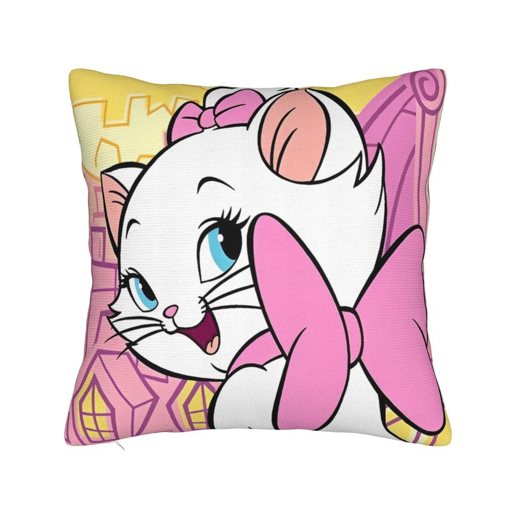 Marie Cat Inspired  Square Pillow Case Cushion Cover Funny Polyester Decor Pillowcase for Sofa 45x45cm