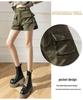 2026 Summer American Retro High Waist Wide Leg Cargo Denim Shorts for Women
