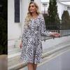 Autumn/winter Women's Printed Waist Waist Sexy Mid-skirt Dress