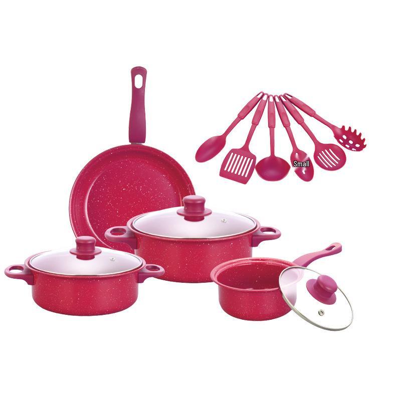 Thirteen-Piece Non-Stick Cookware Set: Includes Frying Pan, Soup Pot, Milk Pot, and Spatula