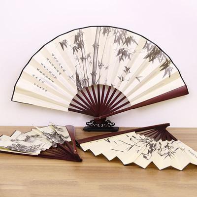 1Pc Retro Folding Silk Fan Chinesischen Stil Dekorative Männer Tasche Bambus Griff Hand Fan
