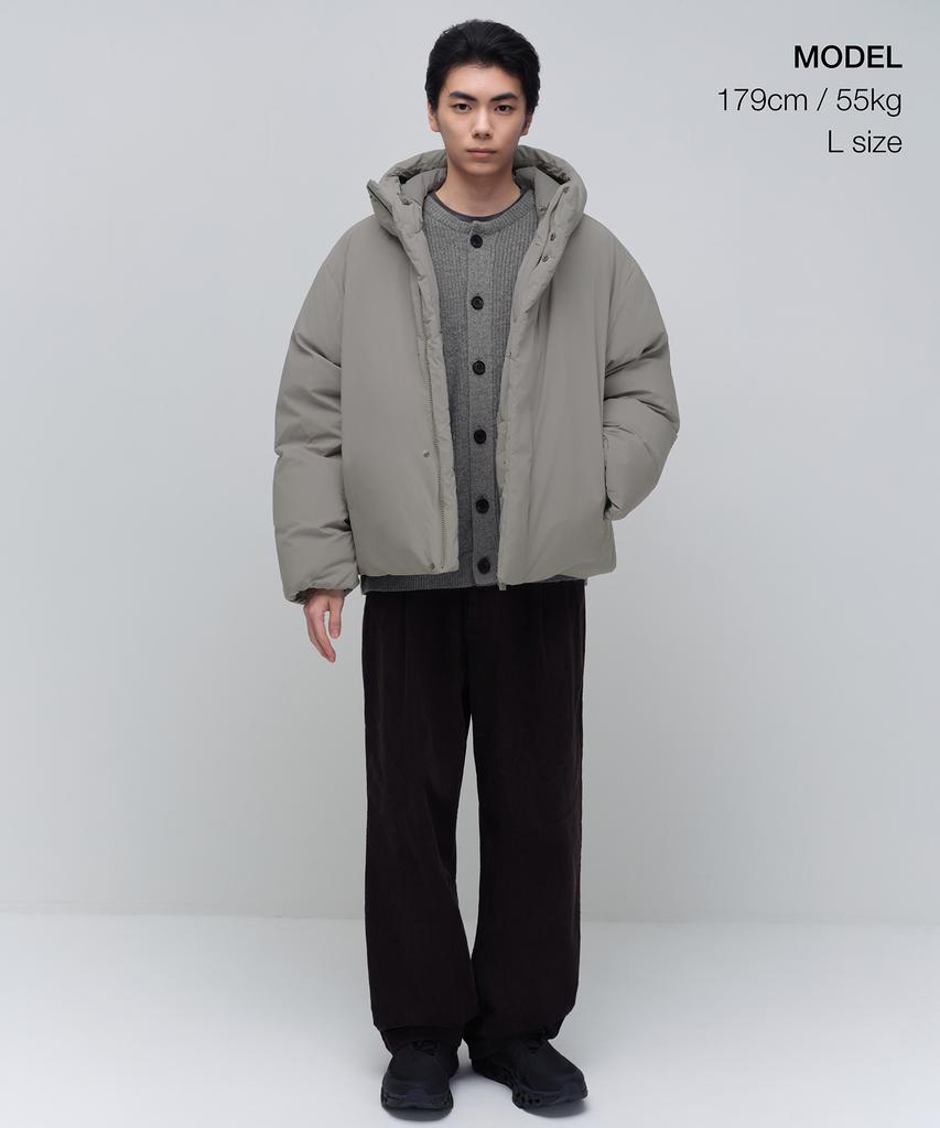 Musinsa Standard Minimal Hooded Down Short Padded Jacket [Grayish Beige]