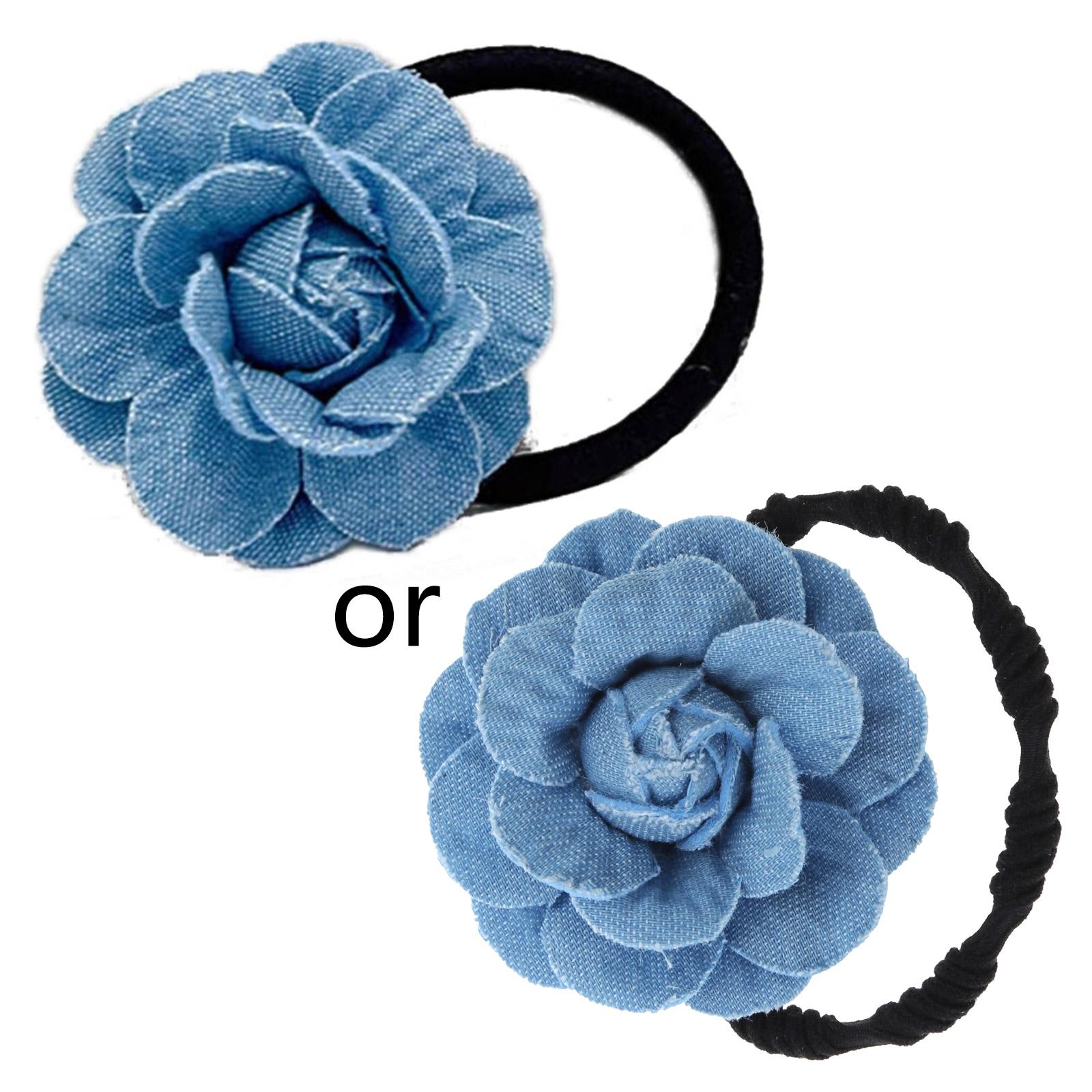 Denim-Flower Hair Barrette Classic-Hair Accessory Gift Headband Scrunchie Holder