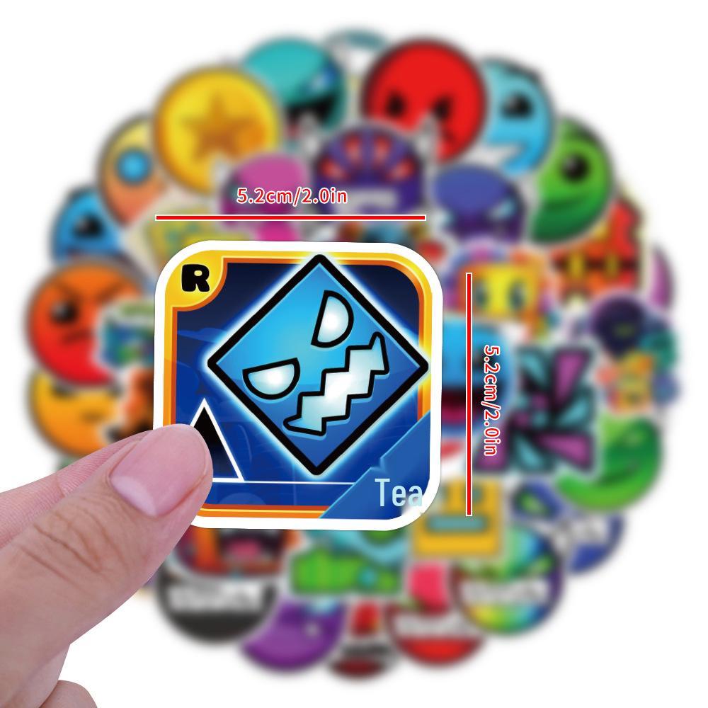 50-Pack Geometry Dash Waterproof Stickers for Luggage, Skateboards, and Cups