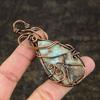 Caribbean Larimar Handmade Copper Wire Wrap Jewelry Pendant 1.89" t1a92