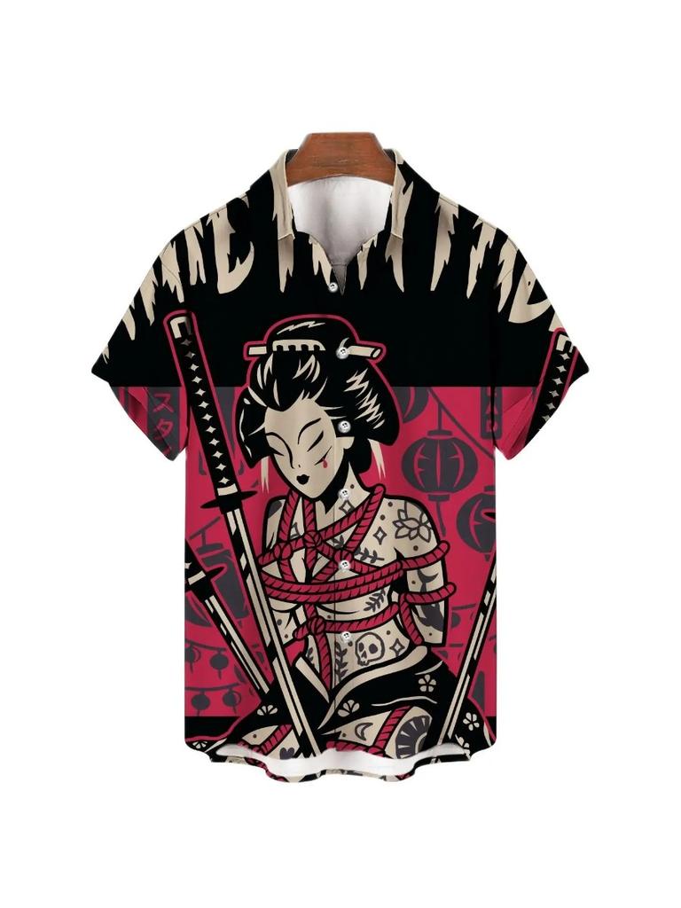 Shirts For Men Vintage Horror Skull Rocker 3d Print Gothic Rockabilly Hawaiian Shirt Short Sleeve Top