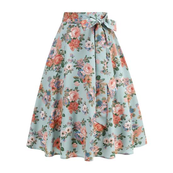Women Skirt Fit A-Line Style High Midi Mid-calf Skirt Work Leisure