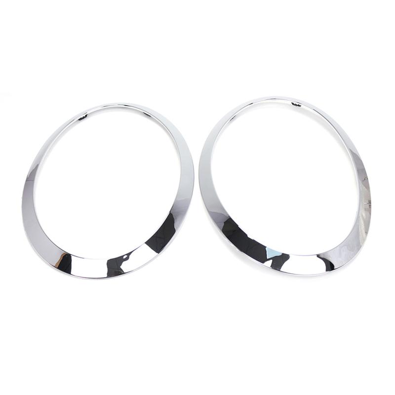 1Pair Silver Headlight Trim Ring Covers For MINI Cooper F55 F56 F57 2014-2024 Lamp Frame Headlight Trim Ring