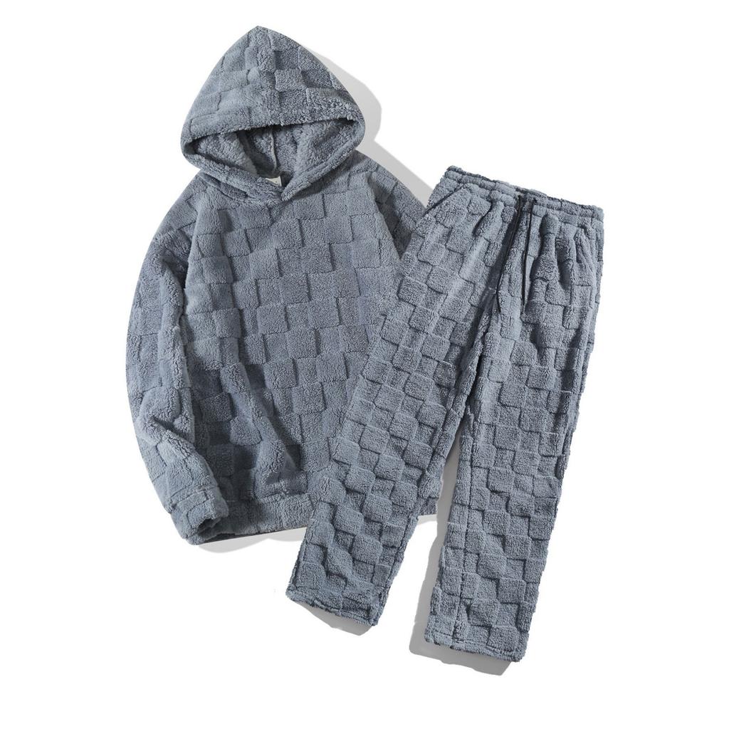 Women's Temperament Solid Color Hooded Plush Suit