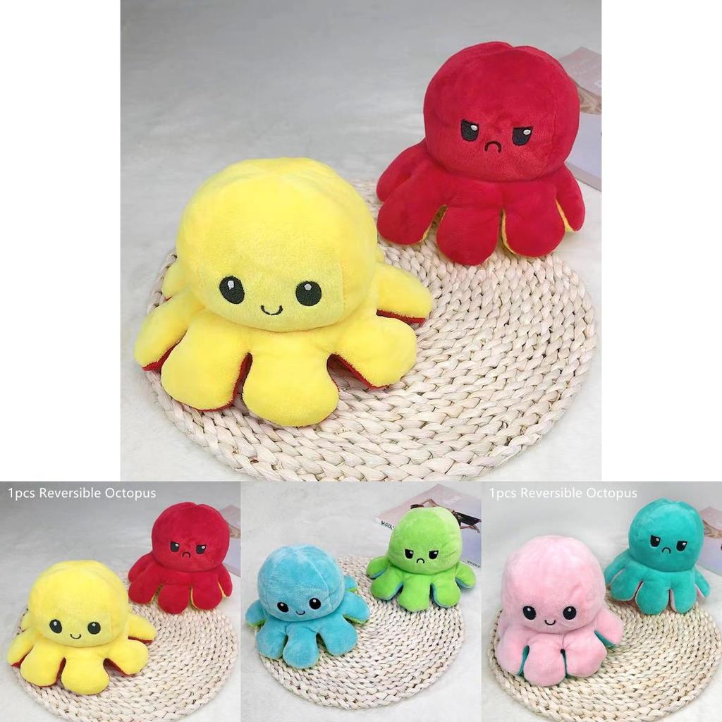 Adorable Double-sided Flip Reversible Octopus Plush Toy For Kids Soft And Cuddly Marine Life Stuffed Animal