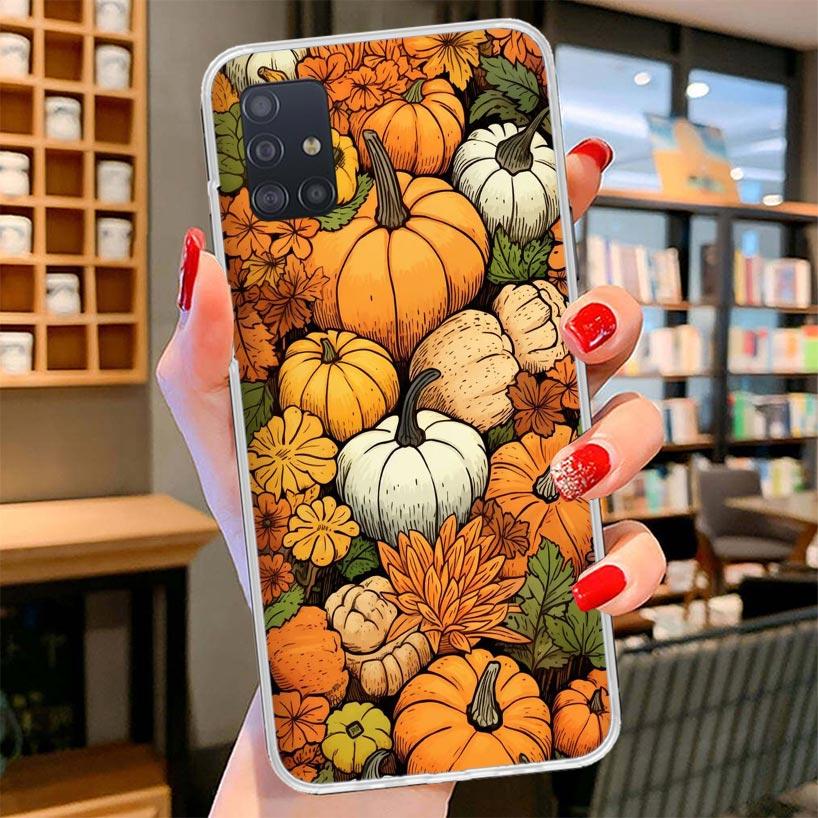 Pumpkin Happy Fall Autumn Cover Phone Case For Samsung Galaxy A12 A22 A32 A52 A72 A02S Phone Case Note 20 Ultra 10 S10 Plus A51