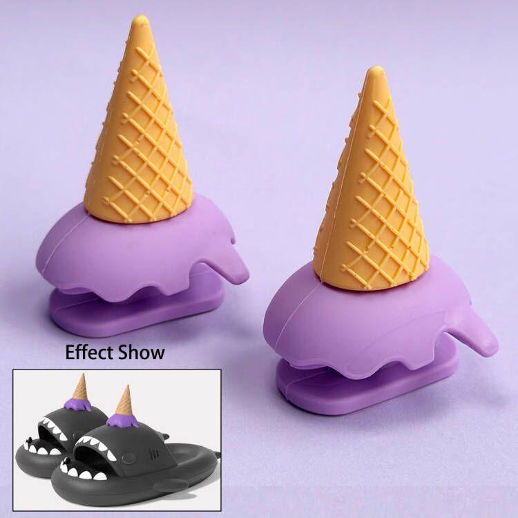 Fashion 2pcs Detachable Fins Unisex Shark Slippers Charms Luminous In Dark Christmas Red Hat Halloween Pumpkin DIY Shoes Accessories