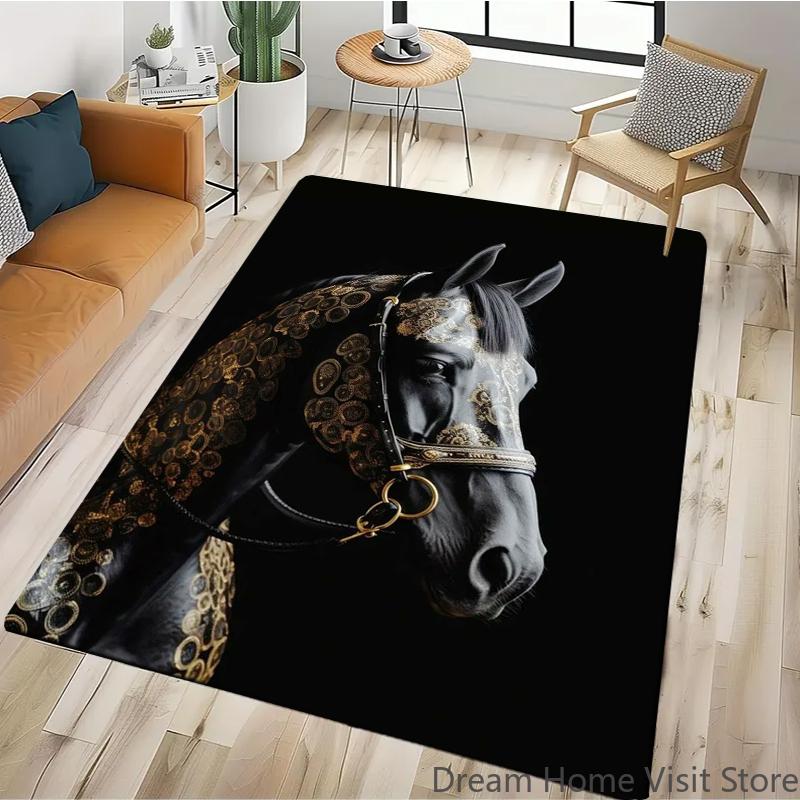 Black Gold Eagle Lion Carpet For Living Room Sofa Floor Cushions Modern Home Rug For Children's Bedroom Play Carpet Camping Mat