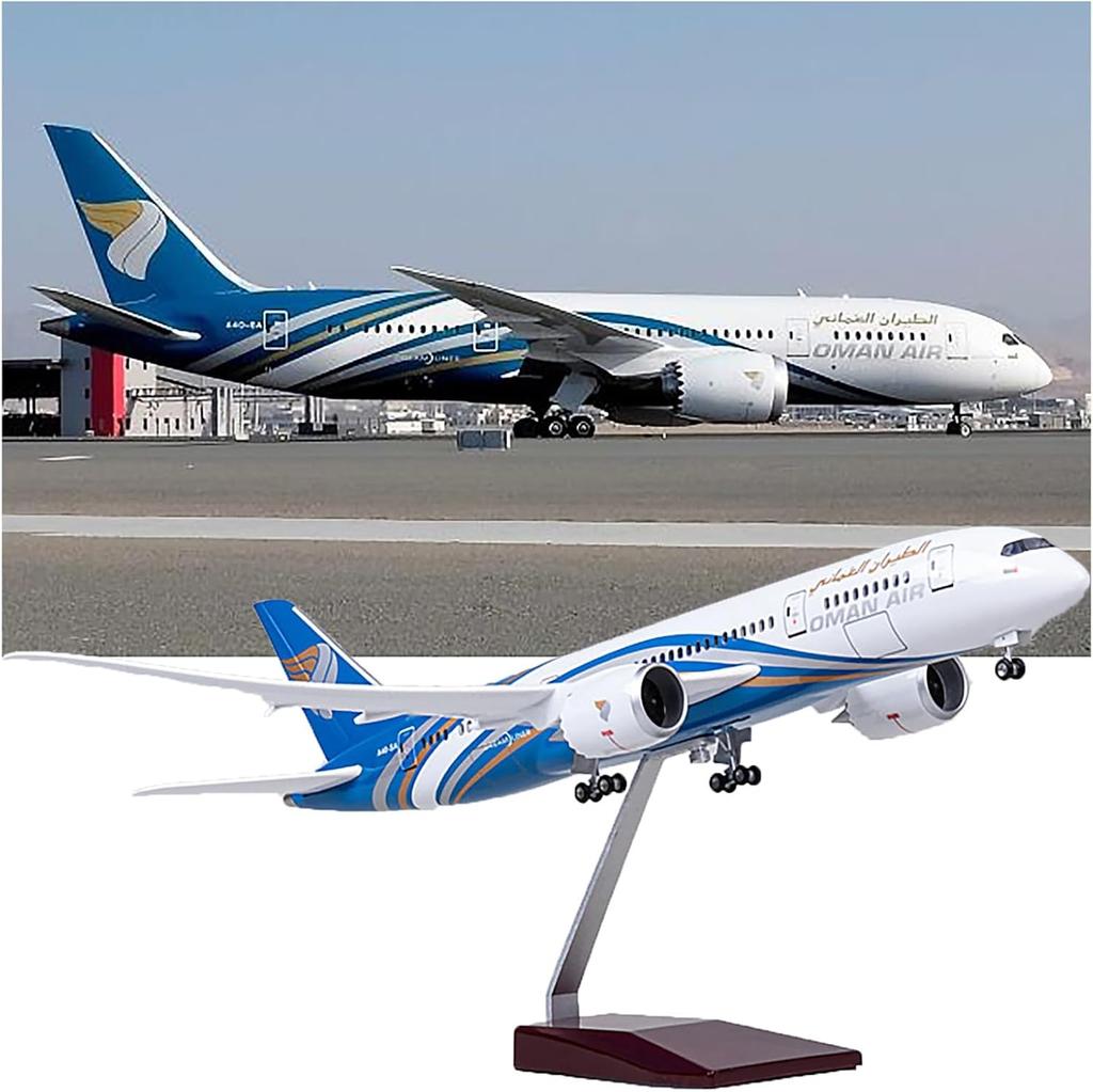 Diecast Resin Plane Model 1/130 Scale 47CM Model Airplane B787 Aircraft Oman Air Airline W Light and Wheel Gifts home Collection