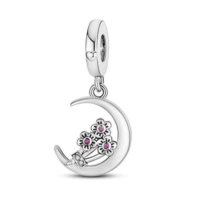 925 Sterling Silver Cz Dangle Baby Footprints wisiorek z motywem zwierzęcym koraliki Fit bransoletka naszyjnik prezent
