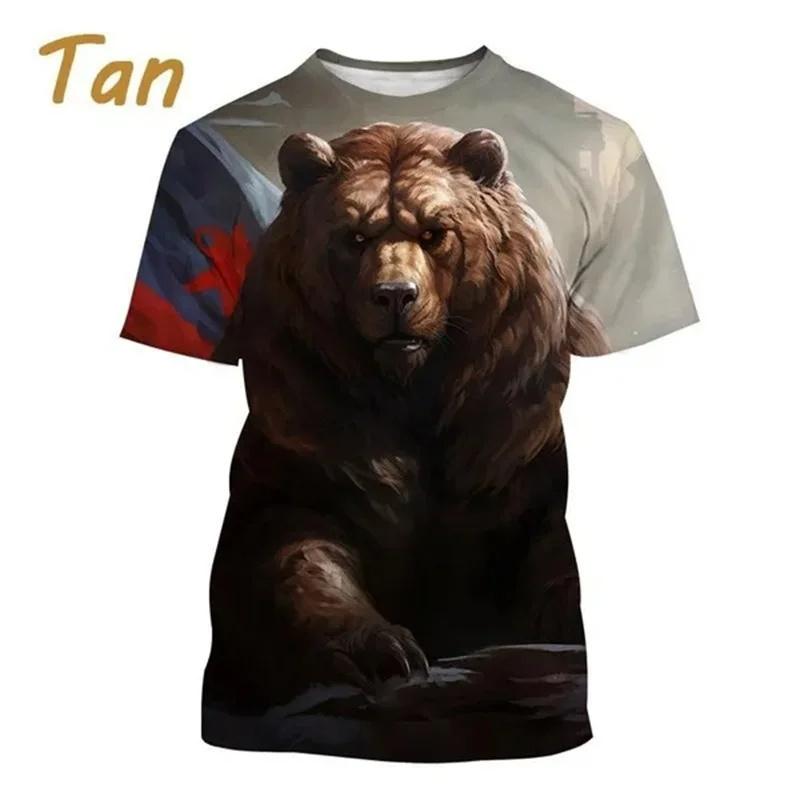 3D Printed Cool Bear T-Shirt For Men Animal Pattern Tees Summer Casual