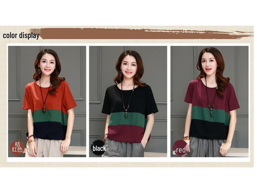 2024 Women's Casual Slimming Short Sleeve T-shirt – Loose Fit, Belly-Covering Versatile Summer Top