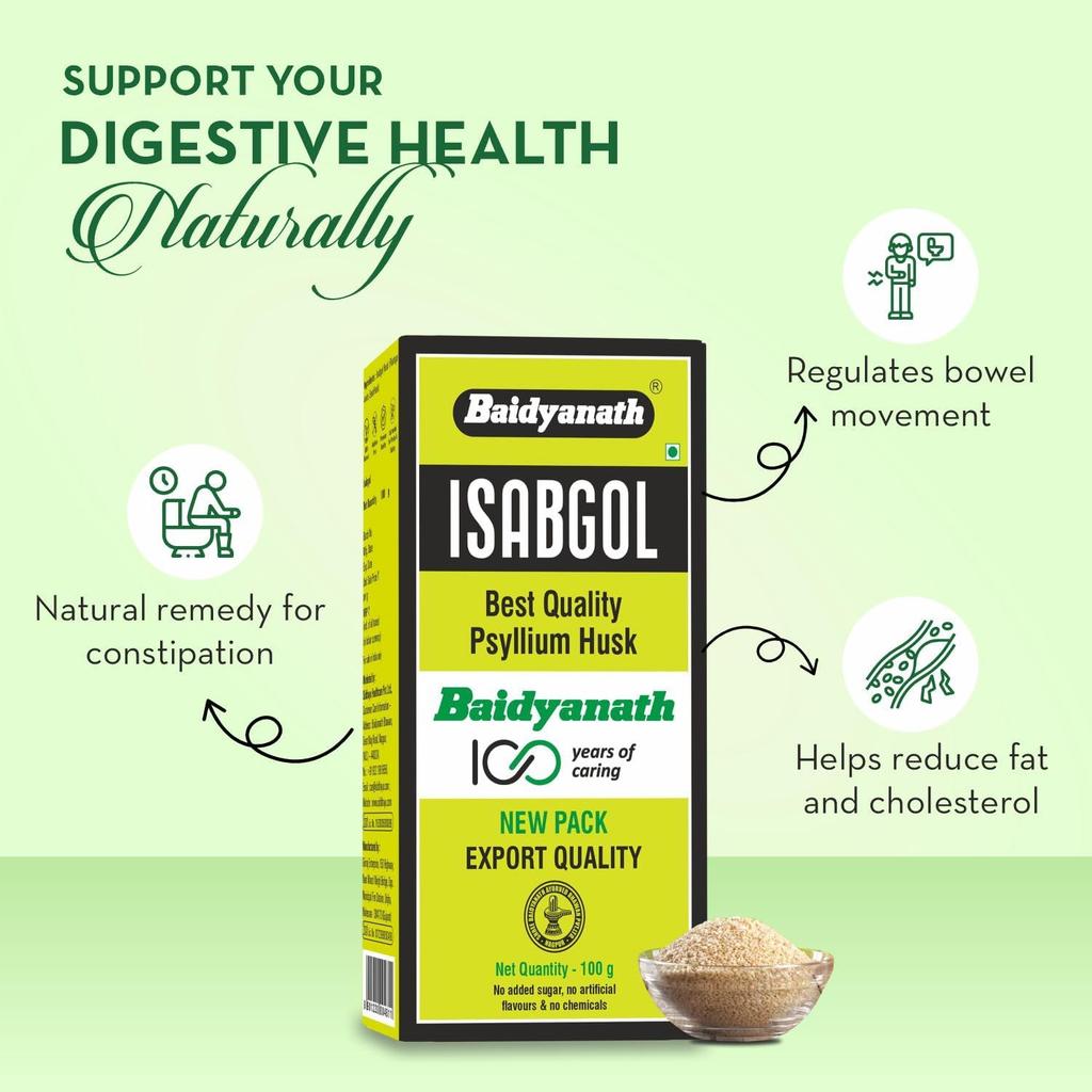 Baidyanath Asli Ayurved Isabgol Psyllium Husk Powder 100 Gm | Natural Fiber Digestive Support