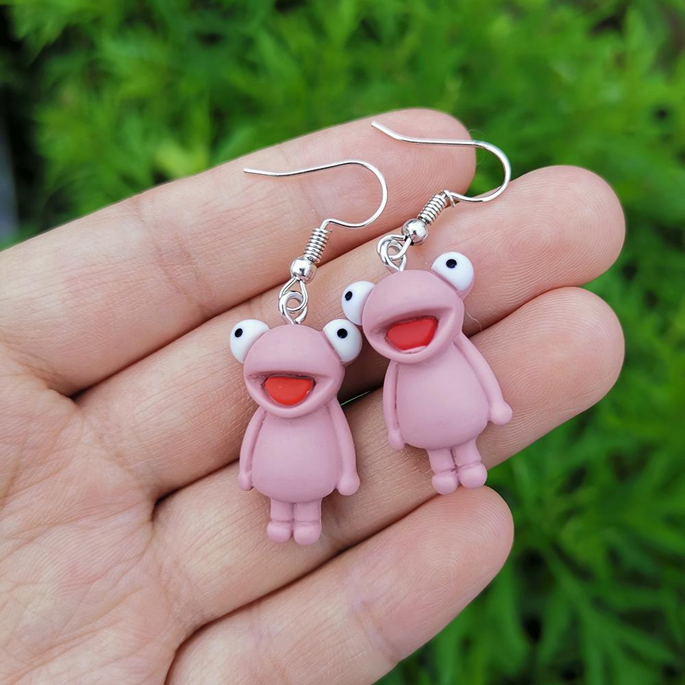 

Adorable Animal Resin Earrings Feminine Fashionable Frog Ear Studs For Birthdays Holidays And розовый