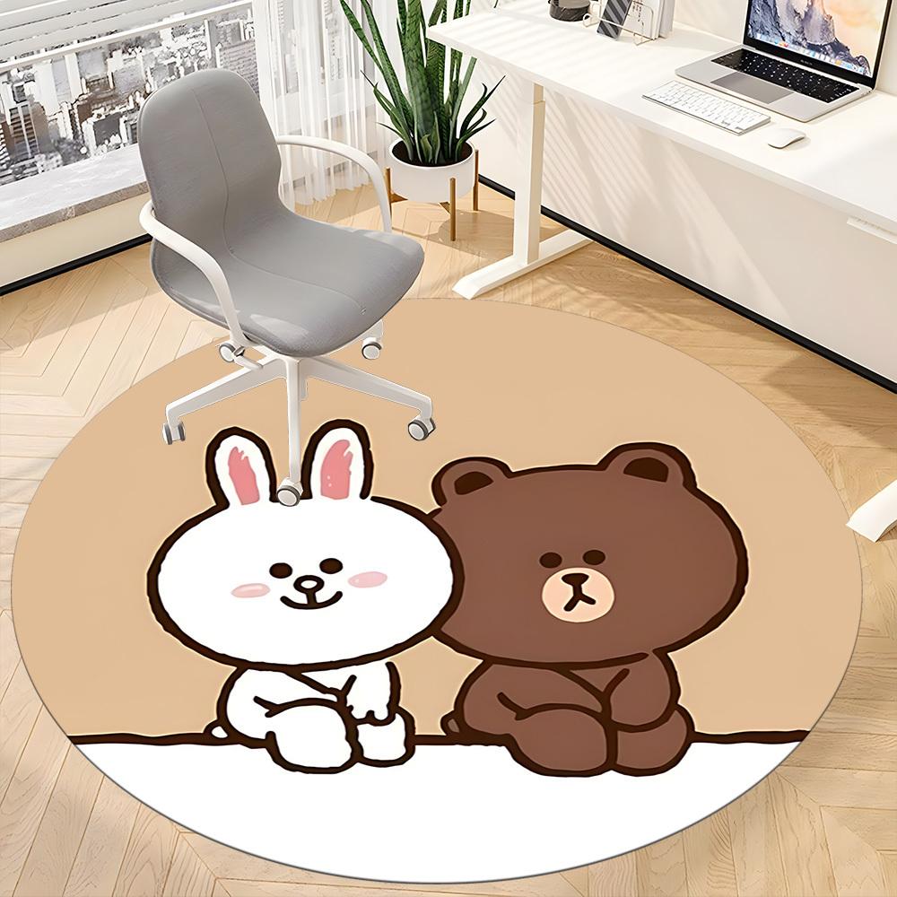 1pc BROWN Bear CONY Office Round Area Rug, Under Office Chairs Bedroom Living Room Home Decor  a1022128