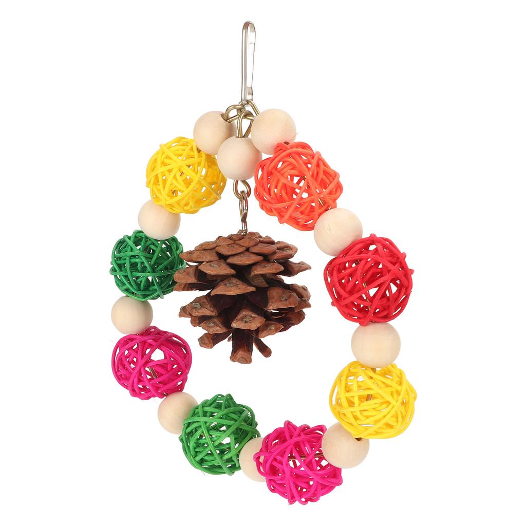 Ptačí klec Závěsné hračky Ratanové koule Dřívka Houpačky pro papoušky s přírodními šiškami pro papoušíčky, pěnkavy, andulky