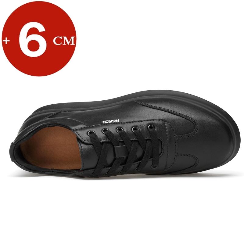 Increase Men's Sneakers Lift Leather Shoes Men Casual Platform Elevator Shoes Man Height Increasing Shoes Black White Footwear