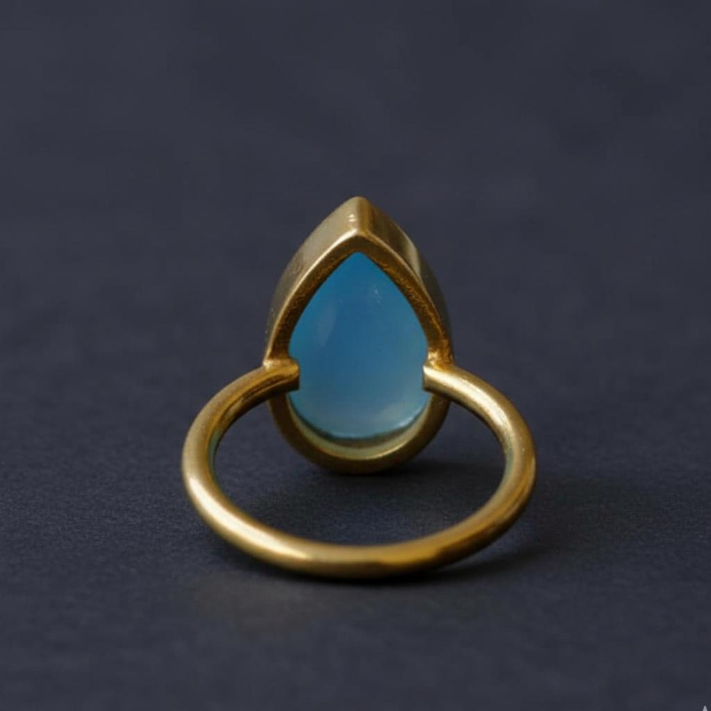 Blue Chalcedony Pear Cut Statement Ring, 925 Sterling Silver Ring, Minimalist Handmade Bohemian Jewelry
