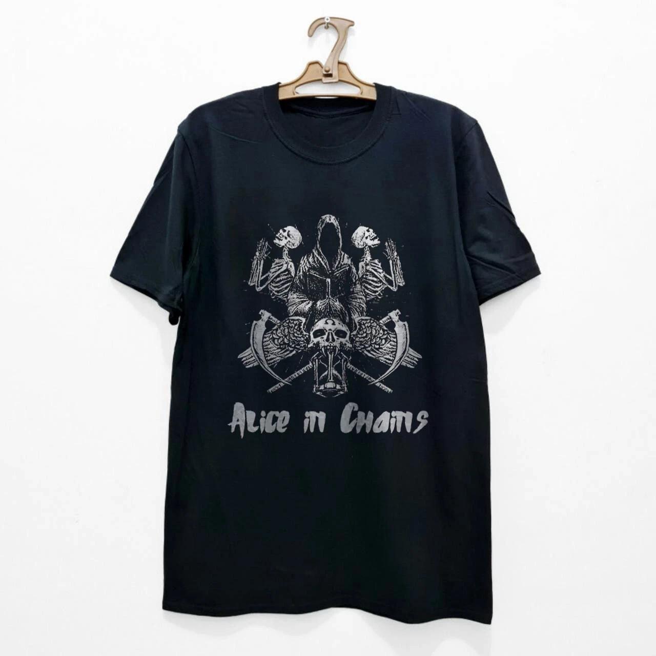 Rare Alice In Chains Skull Graphic T-shirt Black Unisex T-shirt Size S-5XL XXXXL