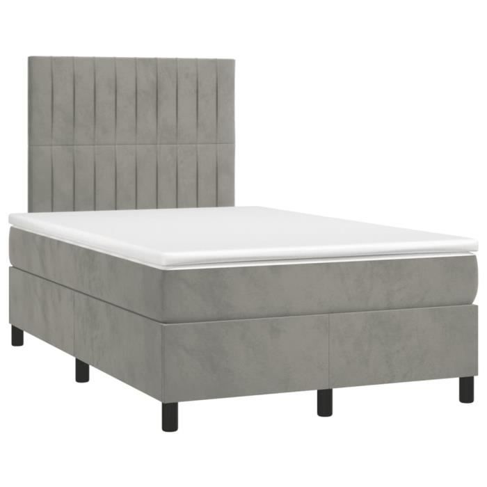 3143133 vidaXL Divan Bed and Mattress Light Grey 120x200cm Velvet