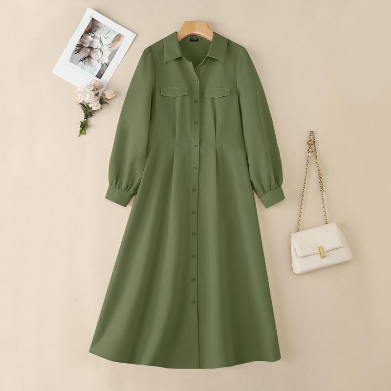 VONDA Women Turn Down Collar Casual 3/4 Sleeve Loose Office Shirts Dress Work Wear
