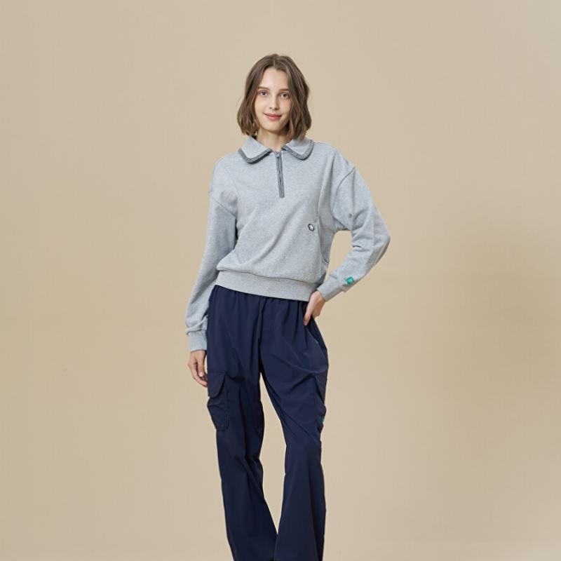 Bbc Earth Women S Half Zip SweatShirt  Gray  23fw