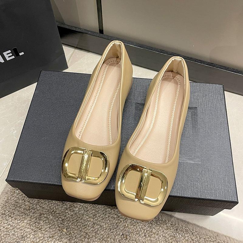 

Корейская версия простых туфель с квадратным носком, женские, 2025, новая осенняя, универсальные, на плоской подошве, туфли бабушки, с мягкой подошвой, вечерний стиль, женские туфли 40 хаки