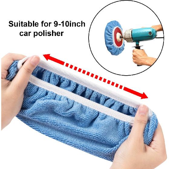 Mudder 20 Pieces 9 To 10 Inches Buffer Pads Car Polisher Bonnet Orbital Buffer Bonnets Microfiber Polishing Pad Cover