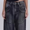 Women's New Washed and Aged Gradient Wing Print Retro Loose Wide Leg Jeans Sub