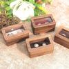 Double Slot Wooden Ring Box Rectangular Jewelry Ring Holder Black Walnut Cufflinks Box  Couples