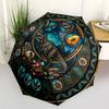 Dinosaur Glass Art Pattern Umbrella, Portable and Foldable Design, 8 Ribs, a Casual Accessory for Halloween, Christmas, and Birthday Gifts.