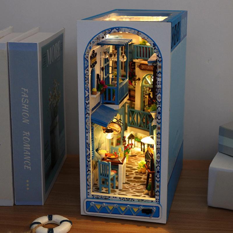 Book Nook Kit Diy Miniature House Dollhouse Kit For Adult And Teens Booknook Bookshelf Decor Alley Model Build With Led Light