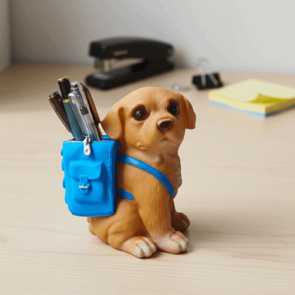 Waterproof Puppy Backpack Pen Holder Creative Stationery Storage Box Dog-Shaped Pencil Cup  Boys