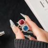 Color Diamond-Set Zircon Niche Design Open Ring Square Unique Light Luxury High Sense Exquisite Temperament Ring Woman