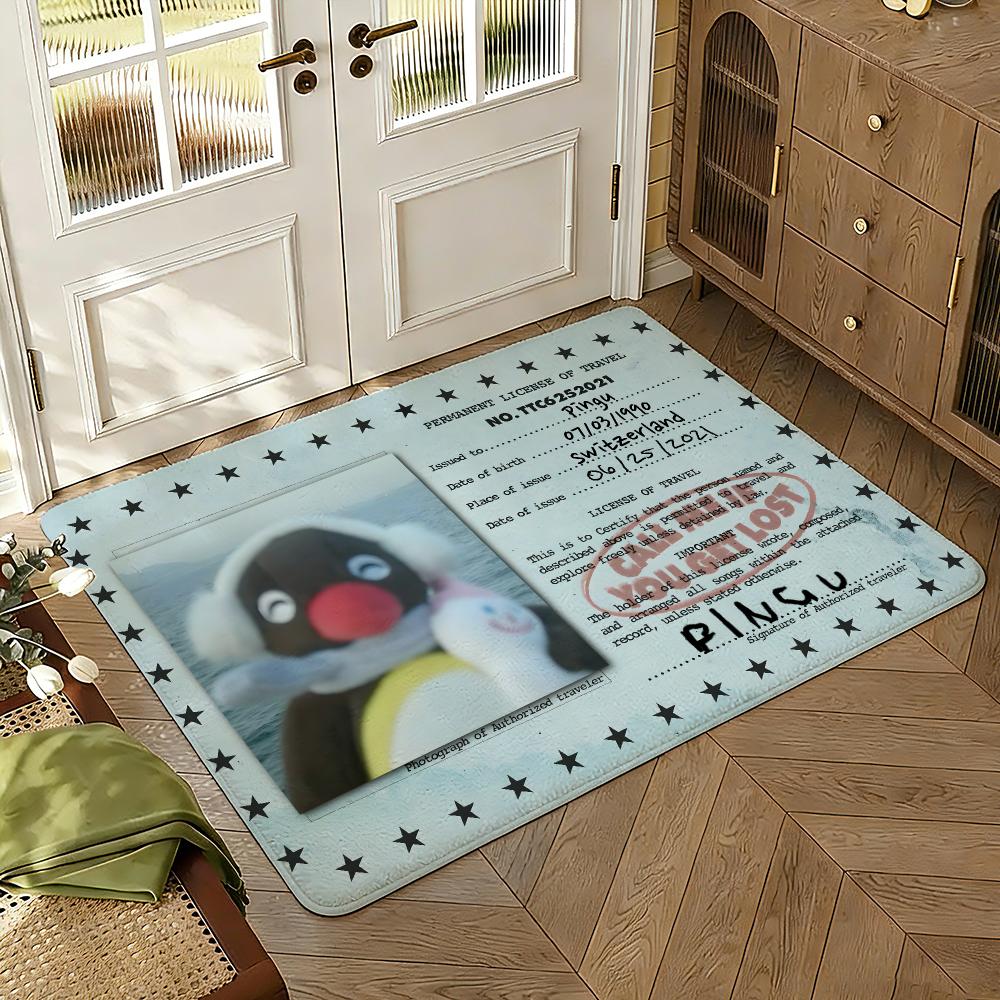 Pingu Süßer Pinguin Fußmatte Weich Verdickt Saugfähig Rutschfest Schlafzimmer Wohnzimmer Türvorleger Heimdekoration Flanell Teppiche