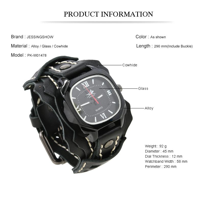 Punk Rock Style Men'S Quartz Watch - Hand-Stitched With Triple-Layer Leather Strap
