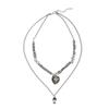 Hip Hop Trend Personality Versatile Skull Pendant Necklace Exaggerated Layer Metal Love Cross Men's Necklace