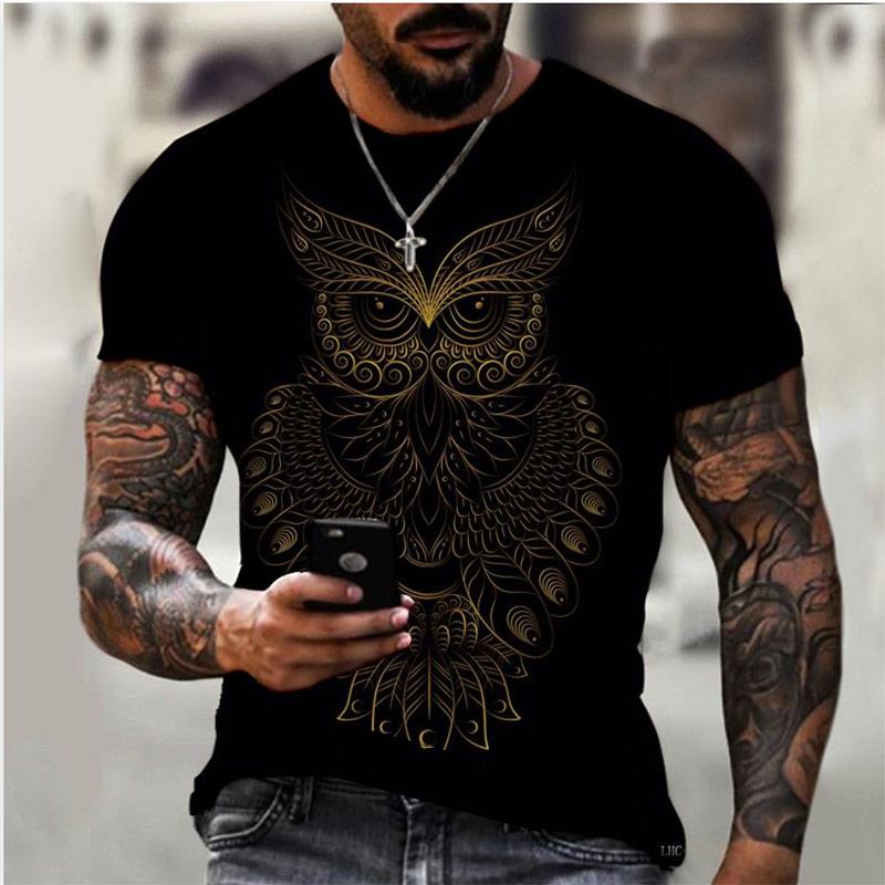 Brand Men's Shirt Exclusive Design Animal World Owl Summer Bird Eagle Crewneck T-shirt 3D HD Print Loose Clothing Tshirt